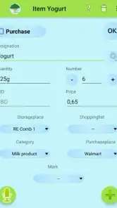 Inventory and Shopping list screenshot