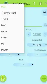 Inventory and Shopping list screenshot
