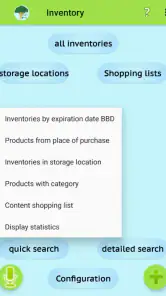 Inventory and Shopping list screenshot