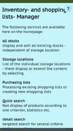 Inventory and Shopping list screenshot