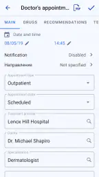 Medical records screenshot