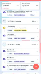Mileage Log from Google Maps screenshot