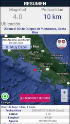 OVSICORI-UNA Alerta Terremotos screenshot