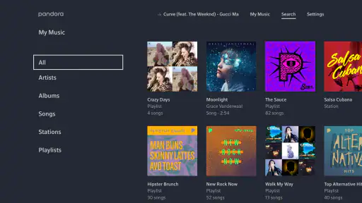 Pandora Music for TV screenshot