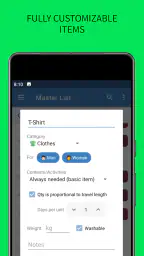 SmartPack - packing lists screenshot