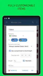 SmartPack - packing lists screenshot