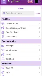 Trinity Health MyChart screenshot