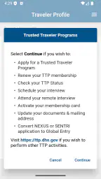 Trusted Traveler Programs screenshot