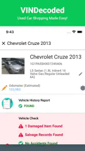 VIN Check Report for Used Cars screenshot