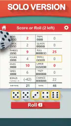 Yazy the yatzy dice game screenshot