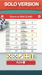 Yazy the yatzy dice game screenshot