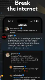 status - sims but social media screenshot