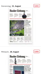 Basler Zeitung E-Paper screenshot