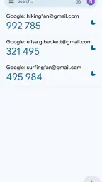 Google Authenticator screenshot