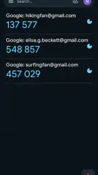 Google Authenticator screenshot