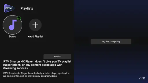 IPTV Smarter 4K Player screenshot