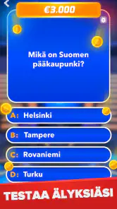 Miljonääri: Tietovisa Suomeksi screenshot