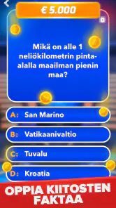 Miljonääri: Tietovisa Suomeksi screenshot