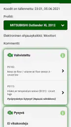 MotorData OBD ELM autoskanneri screenshot