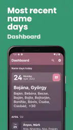 Name day calendar screenshot