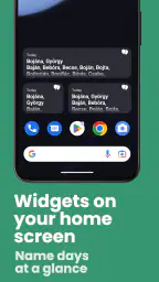Name day calendar screenshot