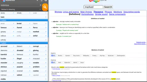 RhymeZone Rhyming Dictionary screenshot