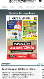 Turun Sanomat näköislehti screenshot