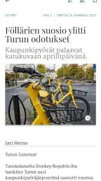 Turun Sanomat näköislehti screenshot