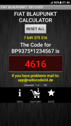 BlaupunktBosch Fiat Radio Code screenshot