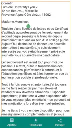 Lettre de motivation screenshot