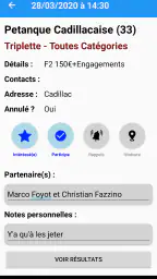 Pétanque Calendriers Concours screenshot