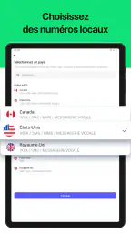 Second numéro de téléphone screenshot