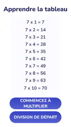 Table de multiplication - Math screenshot