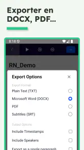 Transcrire audio en texte screenshot