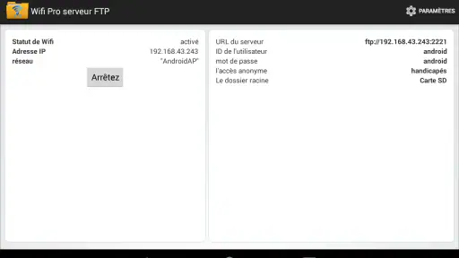 WiFi Pro serveur FTP screenshot