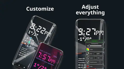 Weather Night Dock with clock screenshot