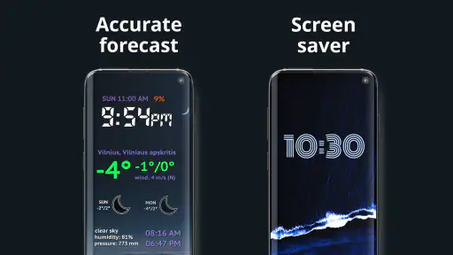 Weather Night Dock with clock screenshot