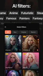 Mosaica AI avatars and filters screenshot