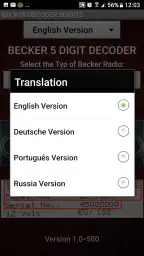 Becker 5Digit Radio Code screenshot