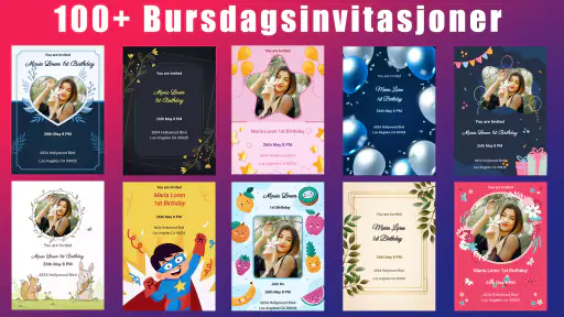Bursdagsinvitasjonskort screenshot