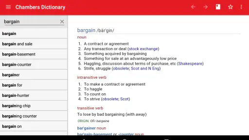 Chambers Dictionary screenshot