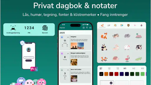Dagbok, privat notat med lås screenshot