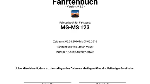 Fahrtenbuch screenshot
