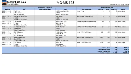 Fahrtenbuch screenshot