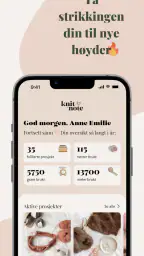 Knitandnote: strikkeapp screenshot