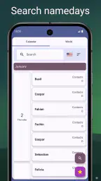 Navnedager og bursdager screenshot