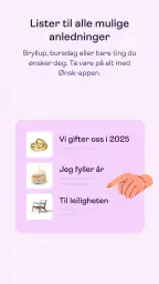 Ønsk - lag og del ønskelister screenshot