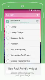 PackPoint travel packing list screenshot