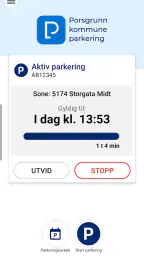 Porsgrunn kommune parkering screenshot