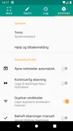 QR- og strekkodeskanner screenshot